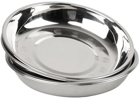 Vareone Dinner Plates, Stainless Steel Plates Metal Lightweight Steel Plate, Unbreakable Dinner Dishes Plates Set, Non-Toxin BPA Free and Healthy (4 Pcs)