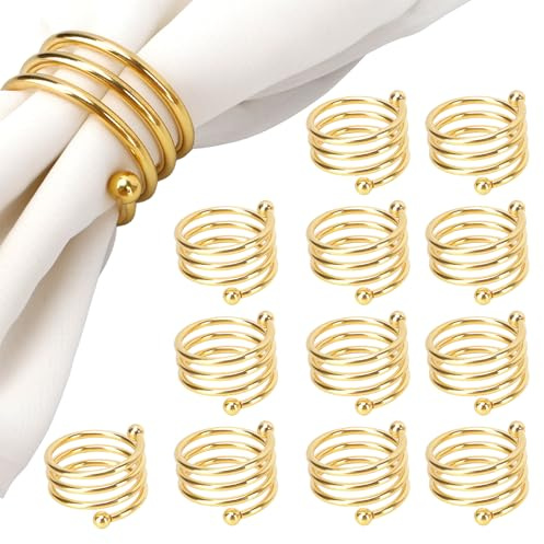 Serviettenringe Gold,Servietten Ringe,12 Stück Serviettenring,Elegante Tischdekoration Für Hochzeiten,Weihnachtsfeiern & Festliche Anlässe,Ideal Für Gastgeber,Eventplaner & Haushalte