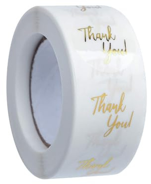 Lot de 500 rouleaux d'autocollants de remerciement en feuille d'or - Étiquettes transparentes brillantes pour sacs cadeaux, enveloppes de fête de mariage, emballage d'entreprise, loisirs créatifs