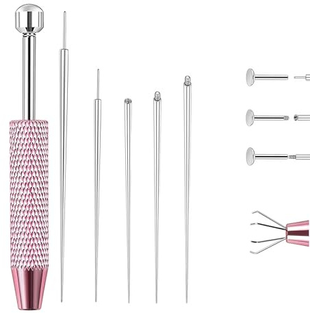 AstraGlam 6 Pezzi Set Pinze per Piercing, Strumento per Aprire e Cambiare, Accessori per Piercing a Orecchio e Naso (Rosa)