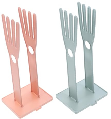 Cabilock 2pcs Detachable Kitchen Glove Storage Rack Drying Holder with Duster Cloth Stand for Countertop Organization Easy to Clean Glove Drying Rack for Kitchen Bathroom Bedroom Use