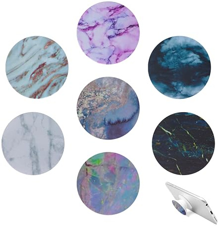 7 PCS Soporte de Anillo de Agarre para Teléfono Móvil, Rotación de 360° Base y Agarre Extensibles Soporte Portátil Accesorios para Teléfonos Móviles Comodidad Diaria para Smartphones y Tabletas