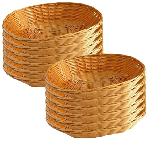 12 cestini in vimini da 11x9x3 pollici cestini multiuso per il pane intrecciati in plastica per la cucina centrotavola per conservare pane frutta verdura per il