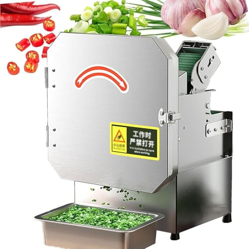 Cortadora de verduras eléctrica de 200 W, rebanadora de cebolletas, 150 kg/h, puerto de alimentación de 70 mm, ajuste de grosor de 1,3 a 35 mm, for cebolla, cilantro y puerro.