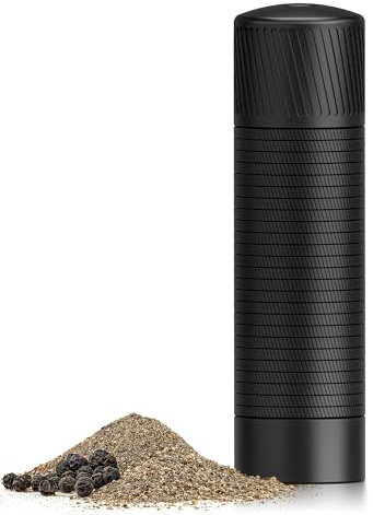 Manual Pepper Grinder, Professional Grade Heavy Duty High Output Pepper Mill, with Textured Non-Slip Design, Pepper Grinders, Metal, Stainless Steel, Aluminum, Adjustable, Refillable Pepper Mills