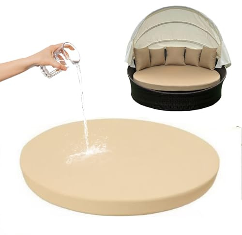 Funda de cojín redonda impermeable de repuesto para colchón de exterior para tumbona y tumbona de patio, ligera y única funda