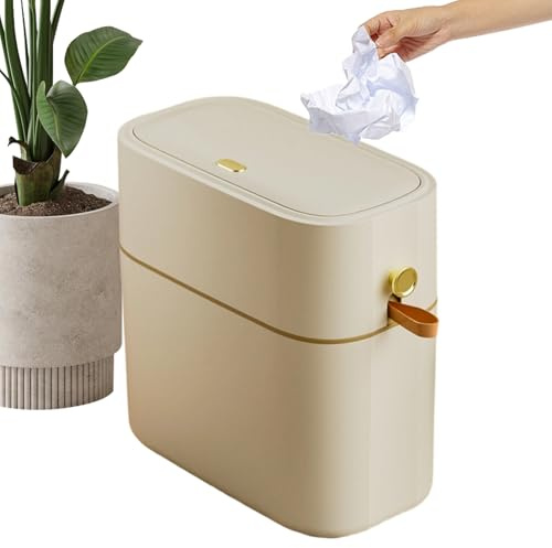Pattumiera da bagno - ABS PP Compact 8L, pattumiera senza contatto per il controllo degli odori, contenitore con coperchio a chiusura ermetica e struttura facile da montare | Angolo di stoccaggio per