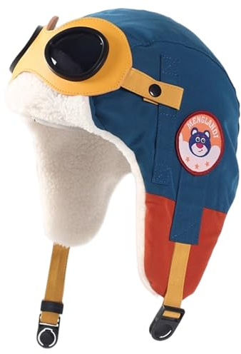Odoukey Fleece-fodrad vintermössa för barn med öronklaffar, varm vindtät mössa för pojkar flickor 4-12 (beige)