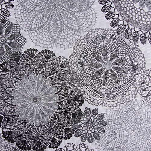 Möbelstoff Polsterstoff Dekostoff Doily Mandala Blumen schwarz 1,40m Breite
