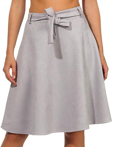 Malito Mujer Falda con Campana Invierno Terciopelo A-Línea 19606 (Gris Claro, XL)