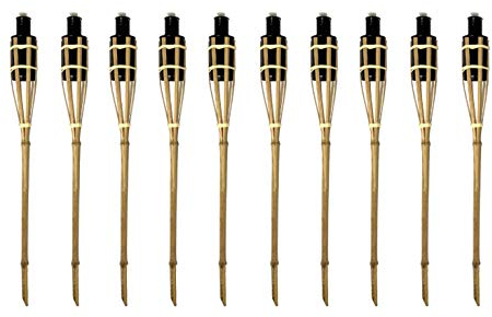 Moritz Juego de 10 antorchas de bambú, 60 cm, para jardín, decoración de jardín