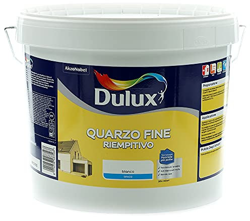 Dulux Pittura Riempitiva a Base di Farina di Quarzo a Grana Fine per Esterni Anti Alga e Anti Muffa, 10 Litri, Bianco, 10L
