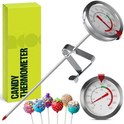 CRAFT911 Candy Thermometer with Pot Clip - Deep Fry Oil Thermometer for Frying and Candle Making (White)