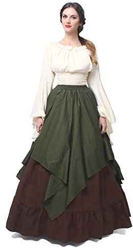 Fiamll Renaissance Kleid Damen Mittelalter Kleidung Kostüme Fasching Set