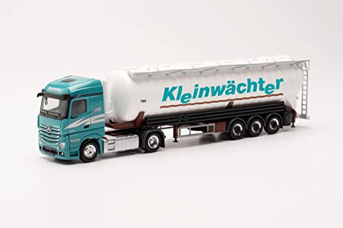 Herpa LKW Modell Mercedes-Benz Actros `18 Streamspace Saugsilo-Sattelzug „Kleinwächter“, originalgetreu im Maßstab 1:87, Modell LKW für Diorama, Modellbau Sammlerstück, Deko Miniaturmodelle