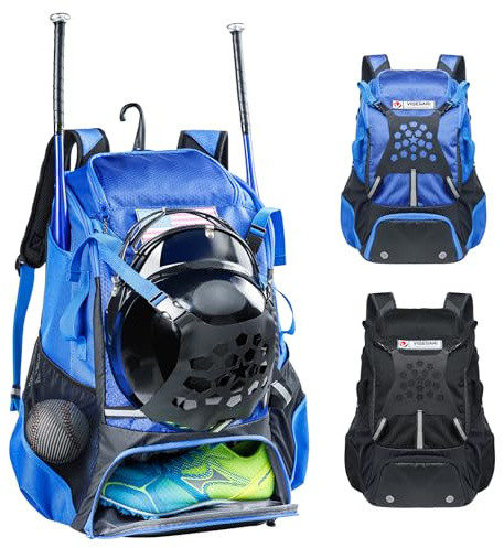 VIGEGARI Youth Baseball Backpack for Boys, Bat Bag, Softball Bag, T-Ball, Softball Equipment & accessories for Bat, Glove Holder, Helmet, Shoes Compartment, Baseball Gifts for Youth and Adults.