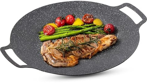 Parrilla antiadherente coreana para barbacoa, parrilla redonda para barbacoa, sartén Circular antiadherente para parrilla de barbacoa para inducción, estufa de Gas(Estufa de gas 33cm)