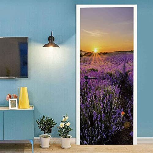 Türtapete Lavendel Lila Blume 100 X 215 Cm Selbstklebend Türposter 3D Türaufkleber Fototapete 3D Effekt Türfolie Wandtattoo Wandbild - Diy Wohnzimmer Schlafzimmer Büro Wohnkultur Dekoration - Türfoto