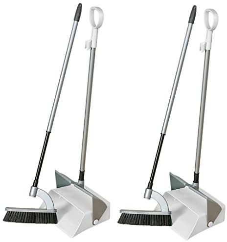 Novaliv 2X Standkehrgarnitur Combi - ergonomisches Design Kehrbesen mit Schaufel Kehrschaufel mit langem Stiel