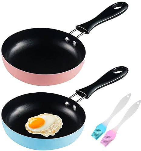 Aicharynic Mini Padella, 12 cm, 2 Pezzi, Antiaderente, Resistente al Calore, Per Campeggio, Cucina, Fornello a Induzione