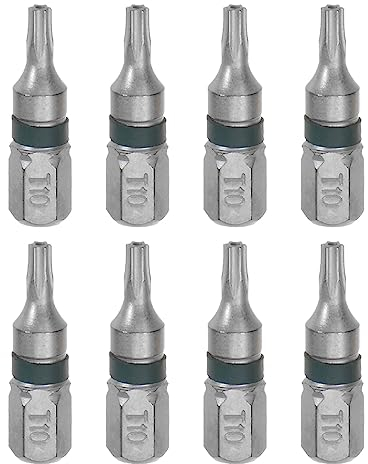sourcing map 8Stk T10 Torx Sechskant Schraubendreher Bit 1/4 Sechskant Schaft 1 Länge S2 Stahl Magnetik Leistung Bohrer