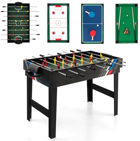 GYMAX 4 in 1 Multi Game Table, Combo Games Table Set (Black)