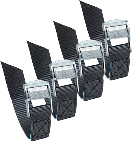 alca® Spanngurt 4 x 20cm lang, Spanngurte kurz 25mm breit, mit Schnellverschluss, Zurrgurt mit Klemmschloss, Transportgurt mini, UV-resistent, DIN EN 12195-2