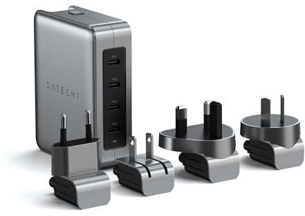 SATECHI 145W GaN Travel Charger, 4-Port GaN USB C Charger, 2 USB-C PD 3.1, Fast Charging Travel Station for Laptop, for MacBook Air/Pro M4, iPad Air/Pro M4, iPhone 16, Galaxy S25, Windows