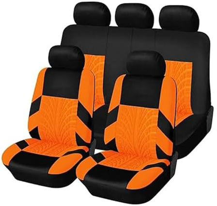 MEIQIANG sitzbezüge Auto für FIAT Panda Classic/Pandazzurri/Panda City Cross 2000-2023 2024, Allen Jahreszeiten ErhäL Atmungsaktiv Bequem Schonbezüge Innenraum Zubehör,Orange