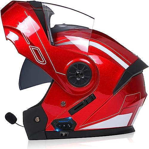 ZHTBATE Casco Integrato Apribile con Interfono Casco Moto Modulare Bluetooth Caschi Modulari per Uomo Donna con Doppia Visiera Casco Integrale Casco Crash Omologati ECE