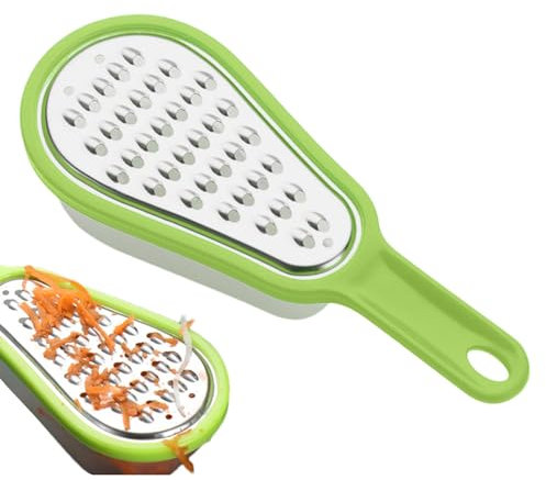 Rallador de mano ergonómico - Trituradora de verduras de acero inoxidable | Picadora de verduras portátil con contenedor de almacenamiento incorporado, rallador de verduras multifunción para patatas,