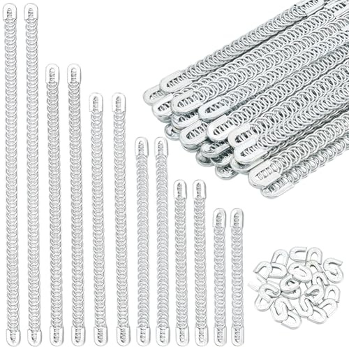 BENECREAT 24 Stück 6 Stile Spiralmetallstäbchen, Platinfarbene Spiral Modellierstäbe Aus Stahl Mit Schutzhülle Für Korsetts Kostüme Nähen 98~238mm Lang