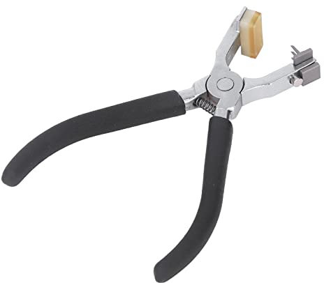 Rankomu Leder Locher Werkzeug Französisch Abgewinkelt Meißel Stanzzange, Doppelhebel Austauschbarer Kopf, Hohe Härte Leder Locher Werkzeug für DIY Lederhandwerk, Silent Design