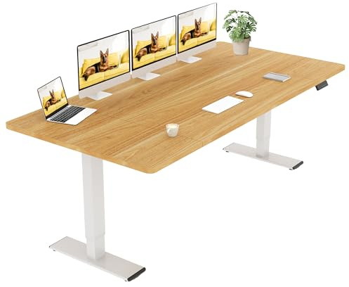SANODESK Escritorio Elevable con 2 Motores Potentes 200 x 80 cm Escritorio Ajustable en Altura Eléctrico, Mesa de Elevable Eléctrico, Standing Desk con 4 Función de Memoria, 120KG de Carga (Arce)
