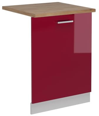 Vicco Panel Frontal del lavavajillas R-Line, Rojo de Alto Brillo, 60 cm, ET Roble