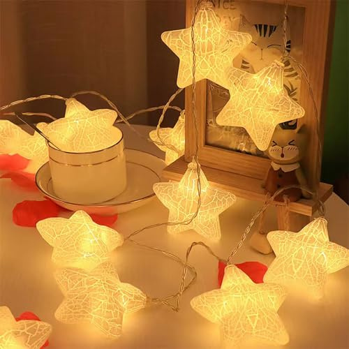 YeahBoom Lichterkette Sterne,1.5M 10 LED Warmweiß Lichterketten Batterie | Lichterketten Kinderzimmer,LED Lichterkette Kinder,Batteriebetrieben,für Kinderzimmer Schlafzimmer Garten