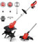 2-IN-1 Gartenfräse mit Li-Ion Akku 21V, Bodenhacke & Rasentrimmer Set, Inkl. Metallmesser, Kreissägeblatt, Akku & Ladegerät, Drahtschneideseil, Drahtrolle, Drahtbürste, Schutzbrille