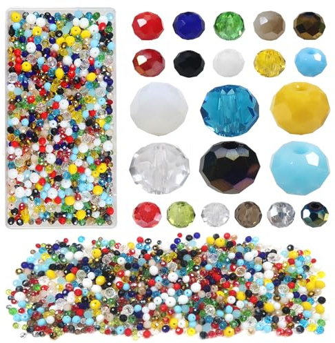TOAOB 1000pz Perline Colorato di Vetro di Cristallo Sfaccettato 4mm a 8mm | Trasparente Perle Cristallo Ceco, Rondella, per Braccialetti Bigiotteria Collane Gioielli Fai Da Te