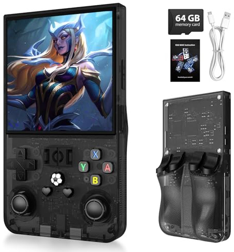2026 New Upgrade R36MAX Retro Handheld Game Console with 128GB Built-in 18000+ Classic Games, Portable Video Gaming Console Linux System 4.0 Inch IPS Screen, 4000mAh Rechargeable Battery-Black