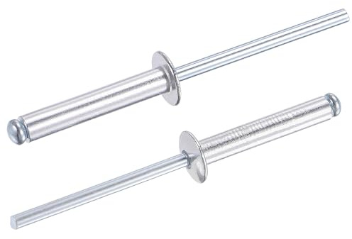 TA-VIGOR 60Pcs 4mm x 25mm Aluminium Blind Rivets, Open End Pop Rivets with Dome Head, Heavy Duty Pull Rivet for Metal Wood Plastic, Indoor Outdoor Fixings