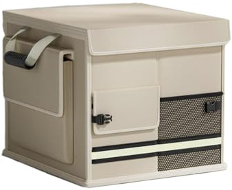 GJBHN Rangement Coffre de Voiture Organisateur pour Honda HR-V EV 2025 Organisateur de Stockage de Coffre Pliable Sac de Coffre BoîTe Stockage Voiture,29 * 29 * 34cm 30L-Beige