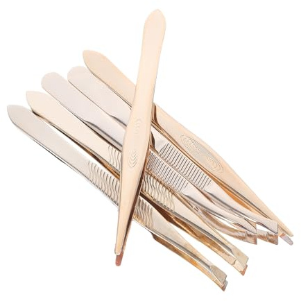 ULTECHNOVO 6 Piezas Pinzas para Pestañas y Cejas de Acero Inoxidable con Punta Recta Inclinada y Curvada Herramientas Precisas para Aplicación de Pestañas Postizas y Extensiones Mango