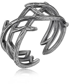 PHNIBIRD Schwarz Ringe Herren 925 Sterling Silber Dornen Ring Verstellbar | Antikfinish auf 925er Silber,Hypoallergen,Langlebigkeit,Angenehm zu tragen,Vintage-Look,für Alltag,Geschenke für Herren Damen