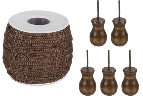QUARKZMAN 5 Piezas 50 Yardas Cuerda para Persianas Romanas 1.8mm Marrón | Trenzada, Pendant Cuerda Madera Para Persianas Rolleras Romanas Manualidades DIY