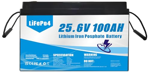 Batería LiFePO4 de 24V (25,6V) 100AH, de fosfato de Hierro y Litio, Adecuada para sustituir baterías de Plomo-ácido, energía Solar, alimentación de Emergencia, etc.