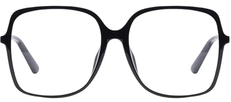 EYEGLSMST Oversized Square Reading Glasses for Men Women, Fashion Big Blue Light Blocking Readers for Computer Reading Sewing (Black, 2.0)