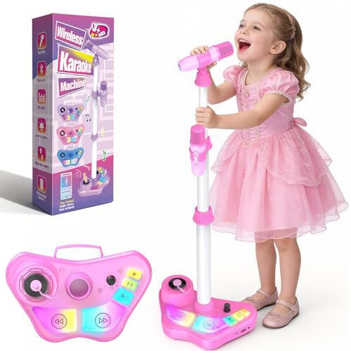 Geschenk Spielzeug Mädchen 3-12 Jahre, Karaoke Maschine mit Mikrofon Kinder