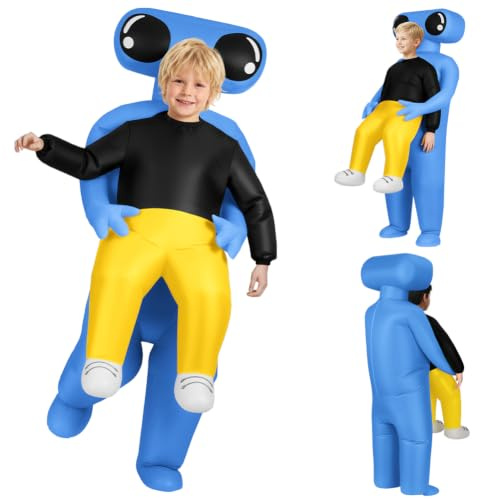 AYBUY Uppblåsbar alien-kostym, grön, uppblåsbar utomjordingsdräkt, för Halloween, karneval, cosplay-outfit, uppblåsningssystem ingår