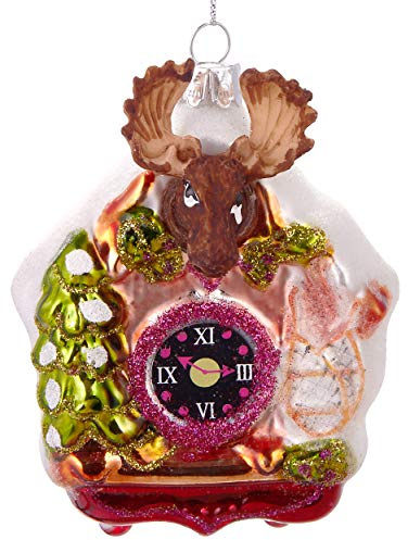 BRUBAKER Kuckucksuhr Elch Bunt - Handbemalte Weihnachtskugel aus Glas - Mundgeblasener Christbaumschmuck Figuren lustig Deko Anhänger Baumkugel - 10 cm