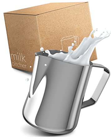 Lambda Coffee Bricco per latte acciaio inox lucido 900 ml | bricco per schiuma di latte, latte art, Bollitore latte | tazza con beccuccio per latte | Caraffa per il latte | bricco latte professionale